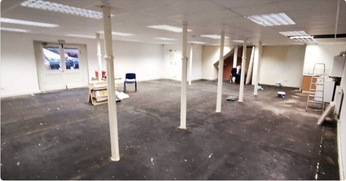 A second view of The Stables before the ceiling and internal walls were removed